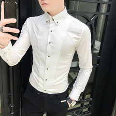 British Style Shirts for Men Fashion Men Clothing 2023 Summer Long