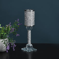 Ambrose Exquisite Candle Holder in Gift Box, Silver Crushed Diamonds