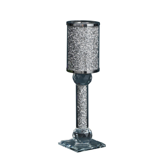 Ambrose Exquisite Candle Holder in Gift Box, Silver Crushed Diamonds