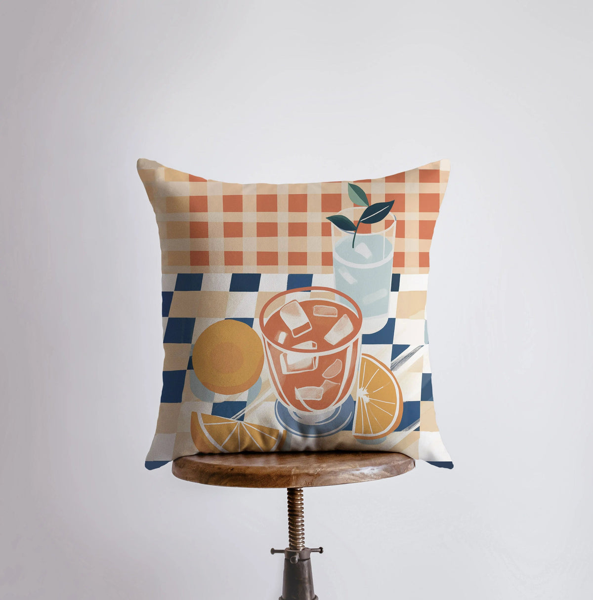 Checkered Abstract Still Life | Gouache Painting | Fuit | Citrus |