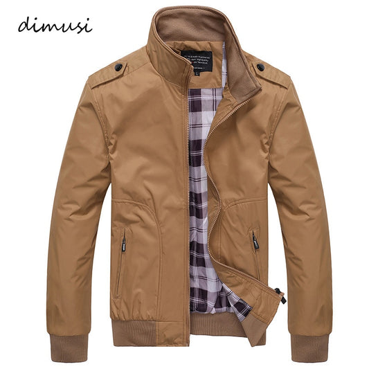 DIMUSI Mens Jackets Spring Autumn Casual Coats Solid Color Mens