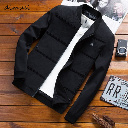 DIMUSI Mens Jackets Spring Autumn Casual Solid Color Coats Mens