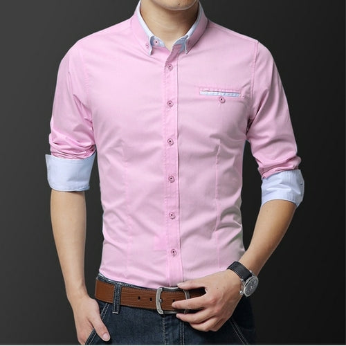 Fashion Handsome Regular Fit Casual Men Long Sleeve Shirt Design Good