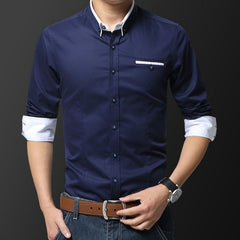 Fashion Handsome Regular Fit Casual Men Long Sleeve Shirt Design Good