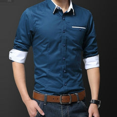 Fashion Handsome Regular Fit Casual Men Long Sleeve Shirt Design Good