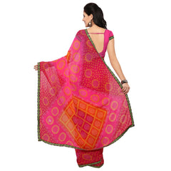 Georgette Fabric Pink Color Saree with Blouse