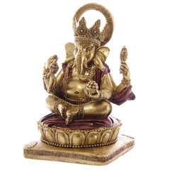 Decorative Gold and Red 14cm Ganesh Statue