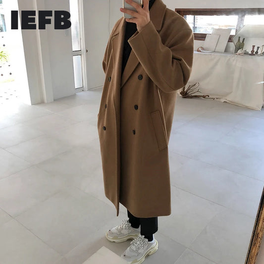 IEFB Autumn Winter Medium Length Coat Thickened Fashionable Woolen