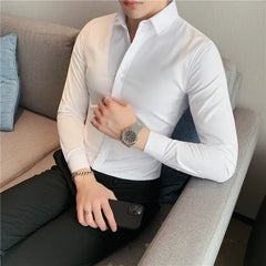 Plus Size S-7XL High Quality Men Dress Shirt 2021 Autumn Long Sleeve