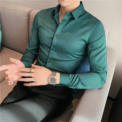 Plus Size S-7XL High Quality Men Dress Shirt 2021 Autumn Long Sleeve