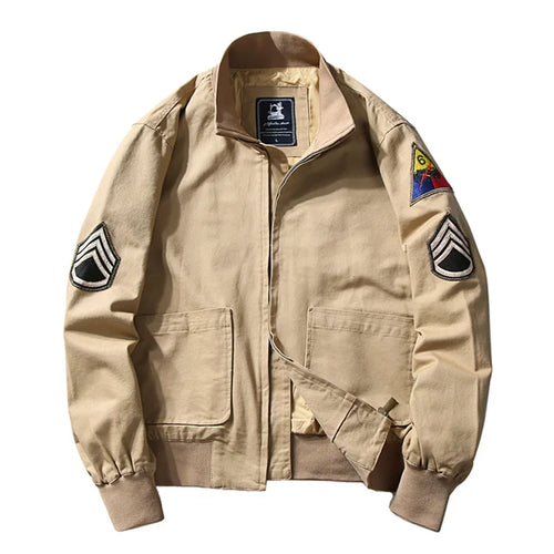 2023 Brad Pitt Fury WW2 Tanker Khaki Spring Military Cotton Bomber