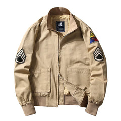 2023 Brad Pitt Fury WW2 Tanker Khaki Spring Military Cotton Bomber
