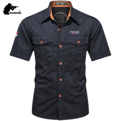 New Men's Casual Shirts Short Sleeve Pure Cotton Shirt Male Solid