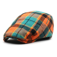 Ldslyjr Spring Summer Plaid Cotton Newsboy Caps Men Flat Peaked Cap