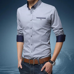 Casual Social Formal shirt Men long Sleeve Shirts Business Slim Office