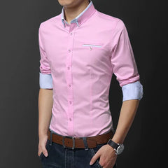 Casual Social Formal shirt Men long Sleeve Shirts Business Slim Office