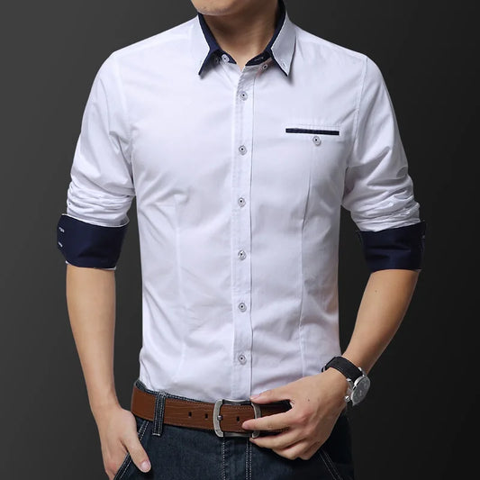 Casual Social Formal shirt Men long Sleeve Shirts Business Slim Office