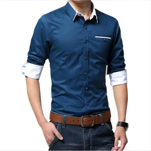 Casual Social Formal shirt Men long Sleeve Shirts Business Slim Office