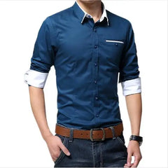 Casual Social Formal shirt Men long Sleeve Shirts Business Slim Office