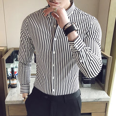 Camisas De Hombre Korean Luxury Clothing New Long Sleeve Striped