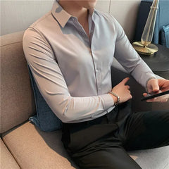 Plus Size S-7XL High Quality Men Dress Shirt 2021 Autumn Long Sleeve