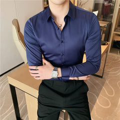 Plus Size S-7XL High Quality Men Dress Shirt 2021 Autumn Long Sleeve