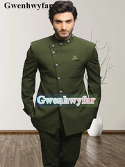 Gwenhwyfar Trendy design men's jacket pants Indian style groom wedding