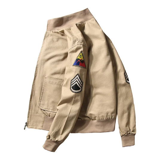 2023 Brad Pitt Fury WW2 Tanker Khaki Spring Military Cotton Bomber