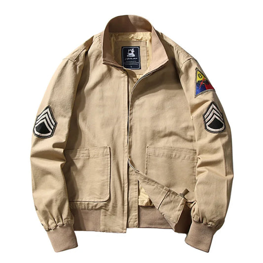 2023 Brad Pitt Fury WW2 Tanker Khaki Spring Military Cotton Bomber