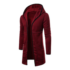 Hooded Long Sleeve Male Jacket Solid Color Autumn Winter Windproof