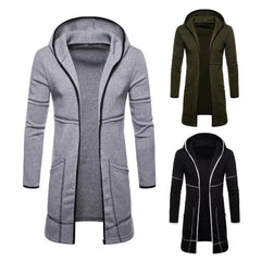 Hooded Long Sleeve Male Jacket Solid Color Autumn Winter Windproof