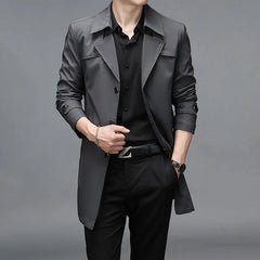 Spring Autumn Long Trench Men Fashion Business Casual Windbreaker Coat