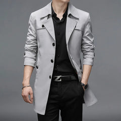 Spring Autumn Long Trench Men Fashion Business Casual Windbreaker Coat