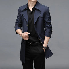 Spring Autumn Long Trench Men Fashion Business Casual Windbreaker Coat