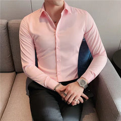 Plus Size S-7XL High Quality Men Dress Shirt 2021 Autumn Long Sleeve