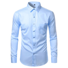 Mens White Bamboo Fiber Dress Shirts Slim Fit Wrinkle Free Casual