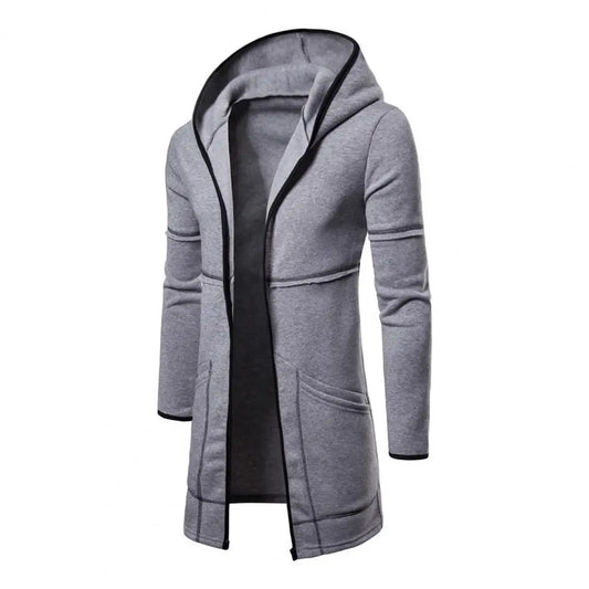 Hooded Long Sleeve Male Jacket Solid Color Autumn Winter Windproof