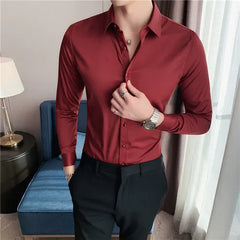 Plus Size S-7XL High Quality Men Dress Shirt 2021 Autumn Long Sleeve