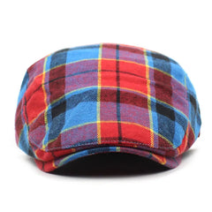 Ldslyjr Spring Summer Plaid Cotton Newsboy Caps Men Flat Peaked Cap