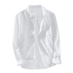 Camisa Masculina Linen Shirt Men Baggy Solid Cotton Linen Long Sleeve