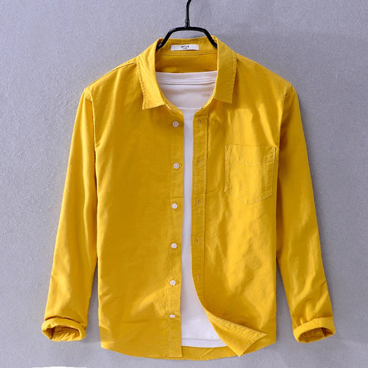 New design Suehaiwe's brand long sleeve shirt men fashion yellow