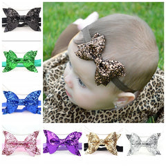 Yundfly Fashion Sequin Bow Hair Band Children Kids Headdress Baby