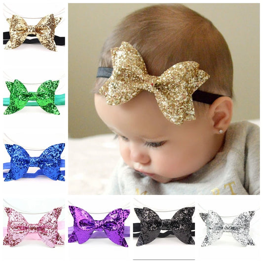 Yundfly Fashion Sequin Bow Hair Band Children Kids Headdress Baby