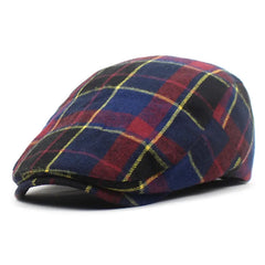 Ldslyjr Spring Summer Plaid Cotton Newsboy Caps Men Flat Peaked Cap