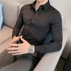 Plus Size S-7XL High Quality Men Dress Shirt 2021 Autumn Long Sleeve