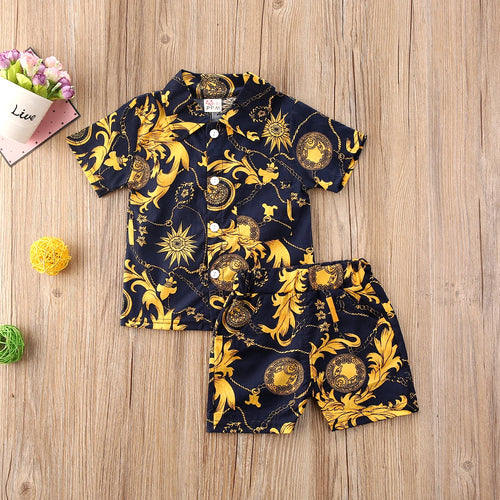 0-5Y Kids Baby Boy Clothes Boho Summer Floral Print Sets 2Pcs Short