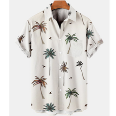 Harajuku Feather Hawaiian Men's Shirt Printed Short Sleeve Casual