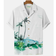 Harajuku Feather Hawaiian Men's Shirt Printed Short Sleeve Casual