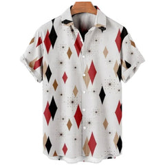 Harajuku Feather Hawaiian Men's Shirt Printed Short Sleeve Casual