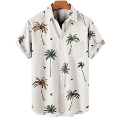 Harajuku Feather Hawaiian Men's Shirt Printed Short Sleeve Casual